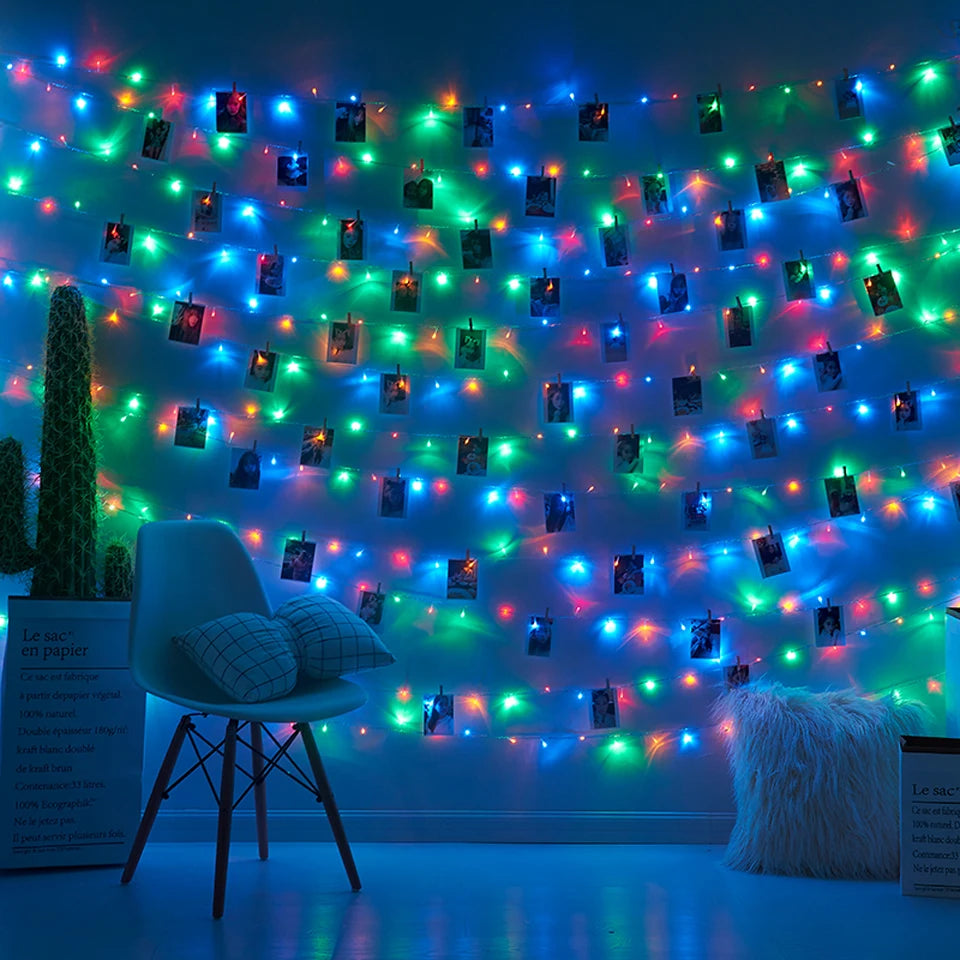 LED String Light 5M 10M Photo Clip USB LED Fairy Lights Battery Operated Garland Bedroom Home Party Wedding Christmas Decoration