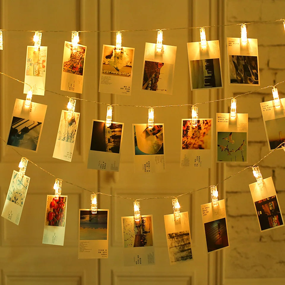 LED String Light 5M 10M Photo Clip USB LED Fairy Lights Battery Operated Garland Bedroom Home Party Wedding Christmas Decoration