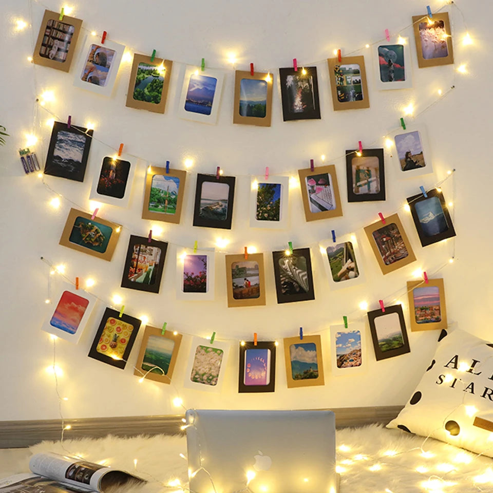 LED String Light 5M 10M Photo Clip USB LED Fairy Lights Battery Operated Garland Bedroom Home Party Wedding Christmas Decoration