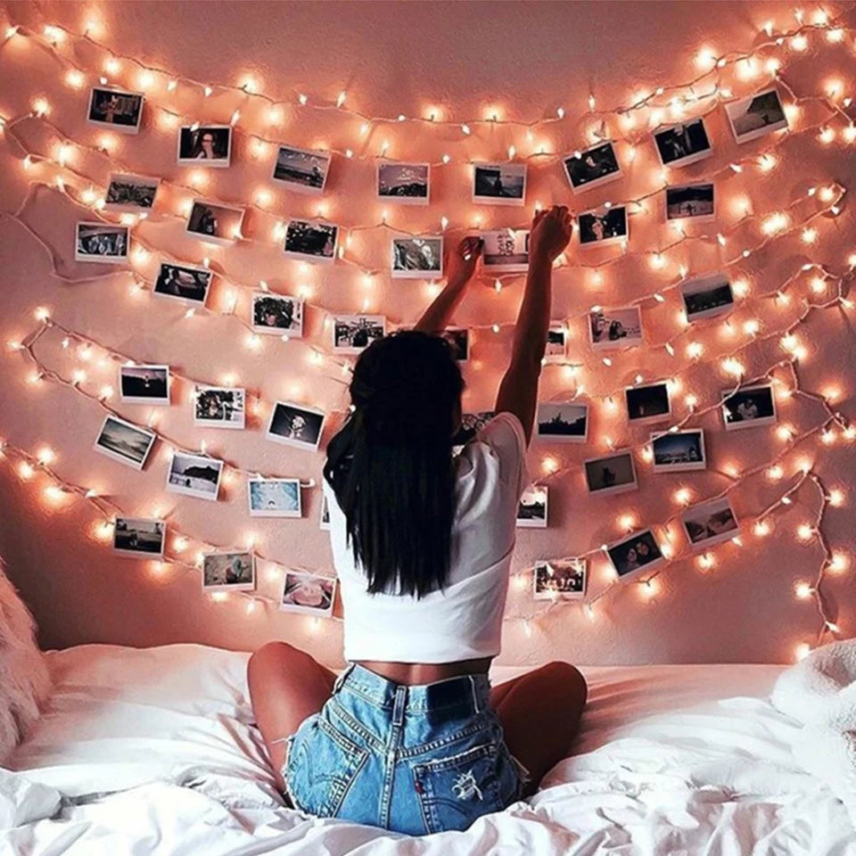 LED String Light 5M 10M Photo Clip USB LED Fairy Lights Battery Operated Garland Bedroom Home Party Wedding Christmas Decoration