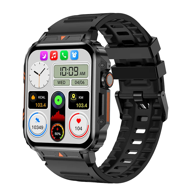 Military Men Smart Watch Health Monitor Wireless Call Smartwatch Fitness IP68 Waterproof Sports Watches for Women Android 2026