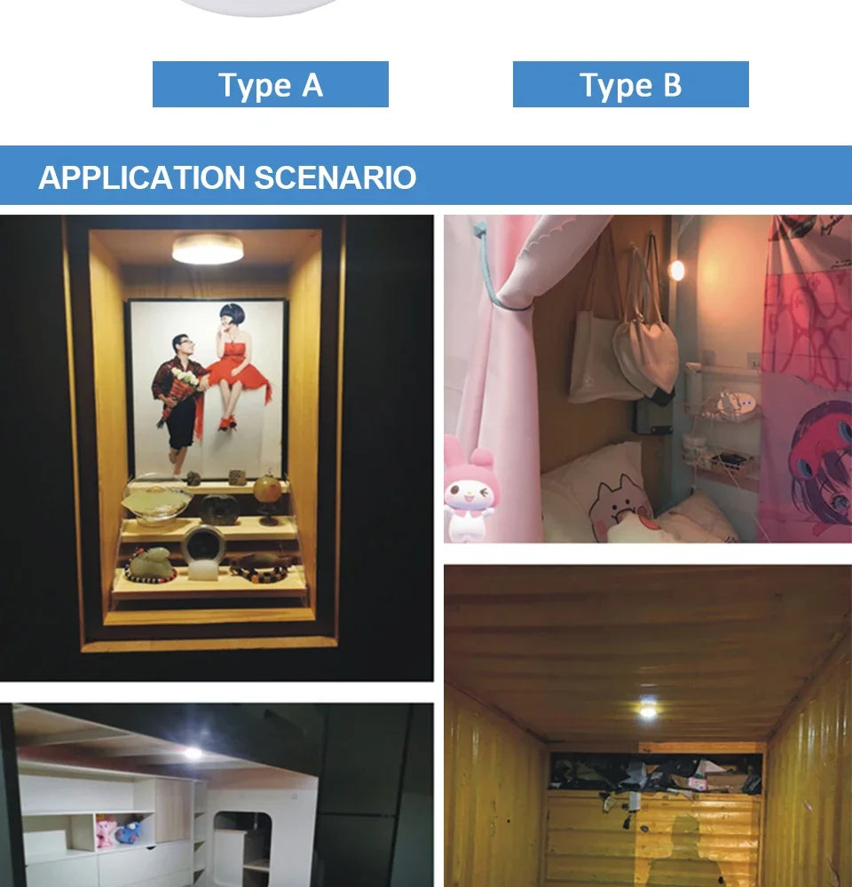 LED Touch Switch Night Light Wireless Wall Lamps for Bedroom Kitchen Wardrobe Closets Cabinet Battery Powered Portable Lights