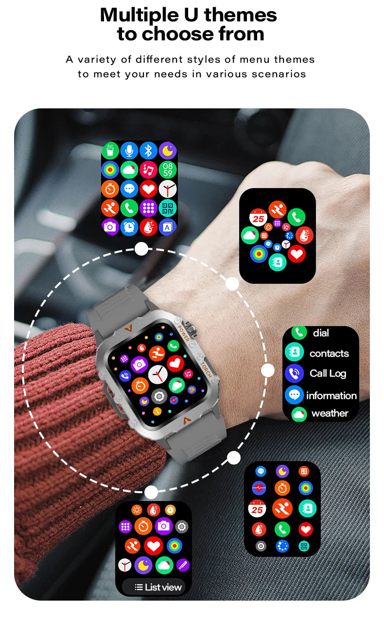 Bluetooth Call Smart Watch Electronics Smartwatch Digital Fitness Clock Flashlight Sports Watches for Man Woman iOS Android 2025