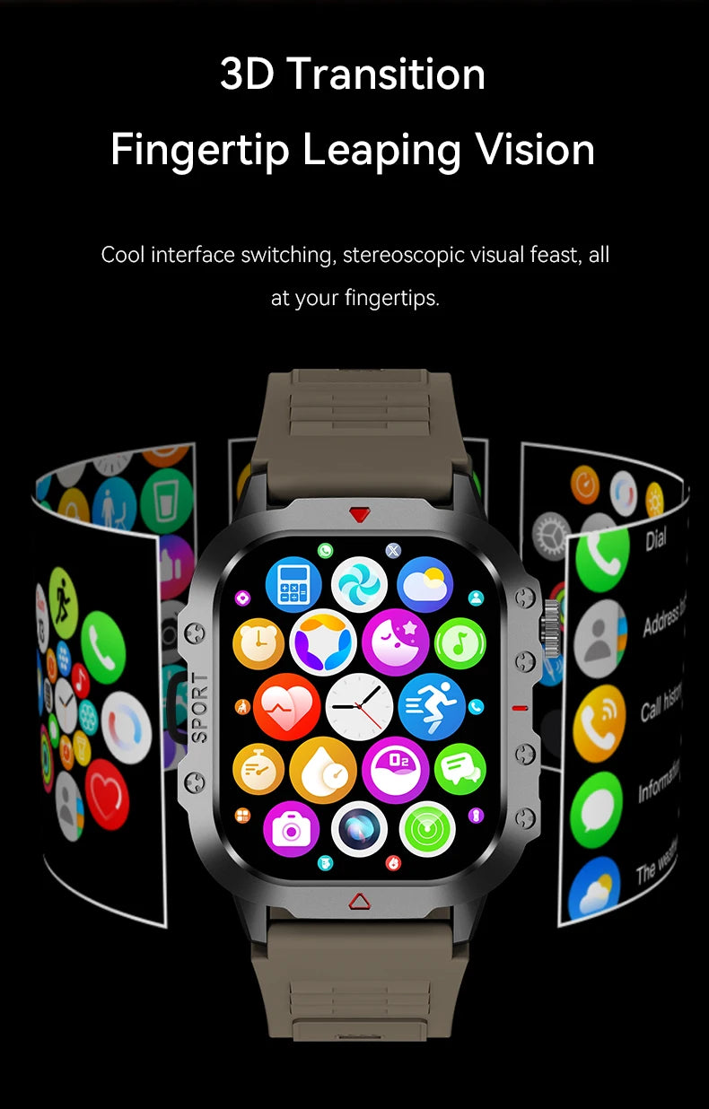 Outdoor 2.01'' Men's Smartwatches Flashlight Fitness Clock Wireless Call Sports Wrist Smart Watches for Women IOS Android 2026