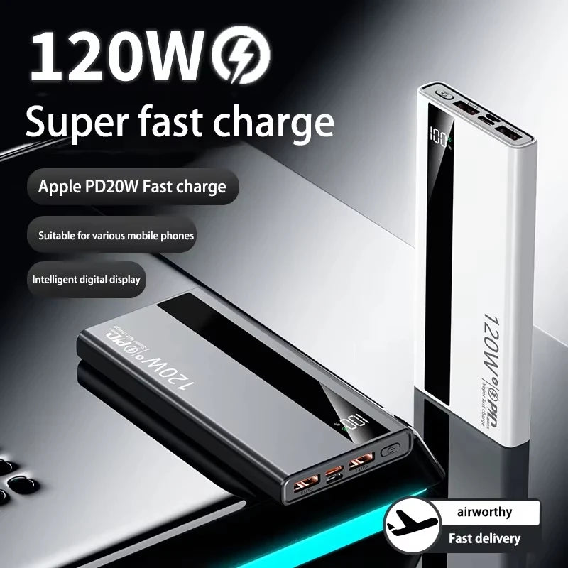 Lenovo 200000mAh 120W Fast Charging 2026 Large Capacity Digital Display Power Bank Outdoor Power Supply for Huawei iPhone