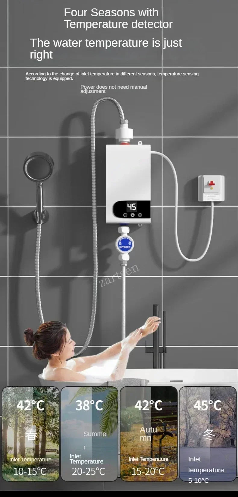 Mini Electric WaterHeater Quick Heating Constant Temperature Shower Set Portable Easy To Install Instant Water Heater Showerhead