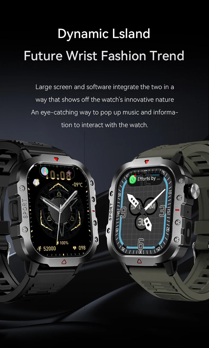 Outdoor 2.01'' Men's Smartwatches Flashlight Fitness Clock Wireless Call Sports Wrist Smart Watches for Women IOS Android 2026