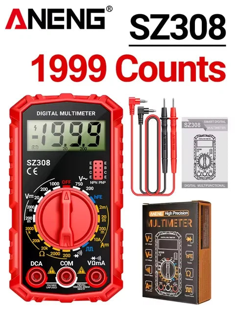 ANENG SZ308 Square Wave Digital Tester 1999 Counts HFE Triode Buzzer Multimeter AC/DC Voltage 10A Current Multimeters Meter Tool