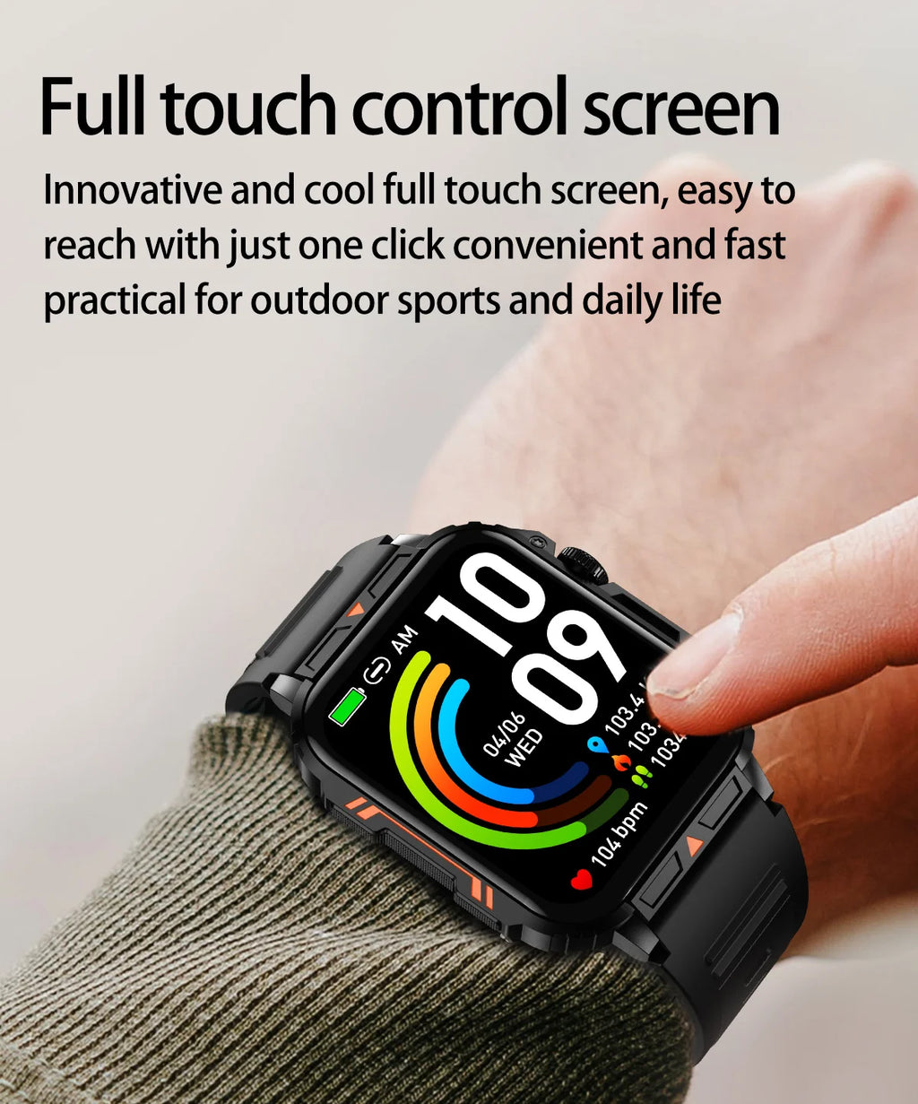Military Men Smart Watch Health Monitor Wireless Call Smartwatch Fitness IP68 Waterproof Sports Watches for Women Android 2026