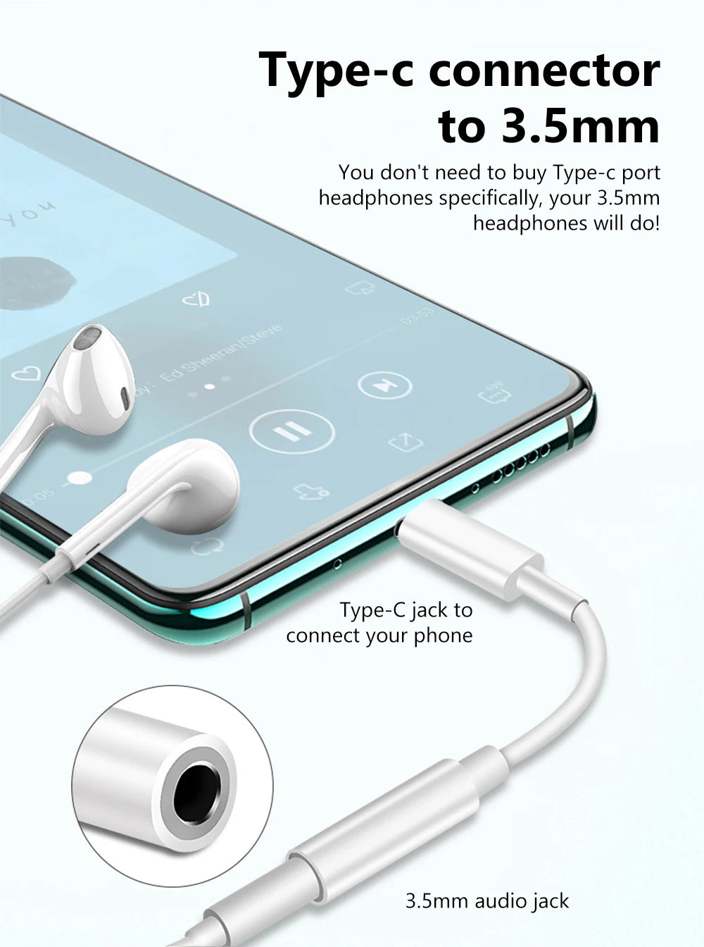 Type-C Male to 3.5mm Female Aux Audio Adapter USB C to 3.5mm Jack Wired Headphones Converter For iPhone15 Samsung Galaxy S23 S22