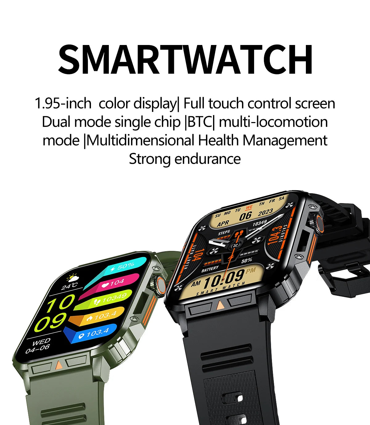 Military Men Smart Watch Health Monitor Wireless Call Smartwatch Fitness IP68 Waterproof Sports Watches for Women Android 2026