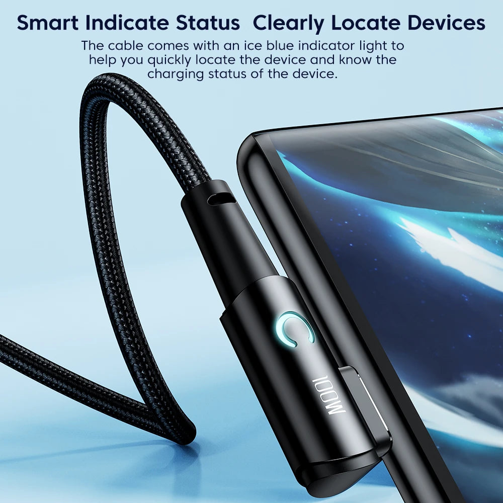 Toocki 100W USB C TO Type C Cable PD Fast Charger For Samsung HUAWEI Xiaomi MacBook POCO  Elbow 90 Degree USB 2.0 Data Cord Wire