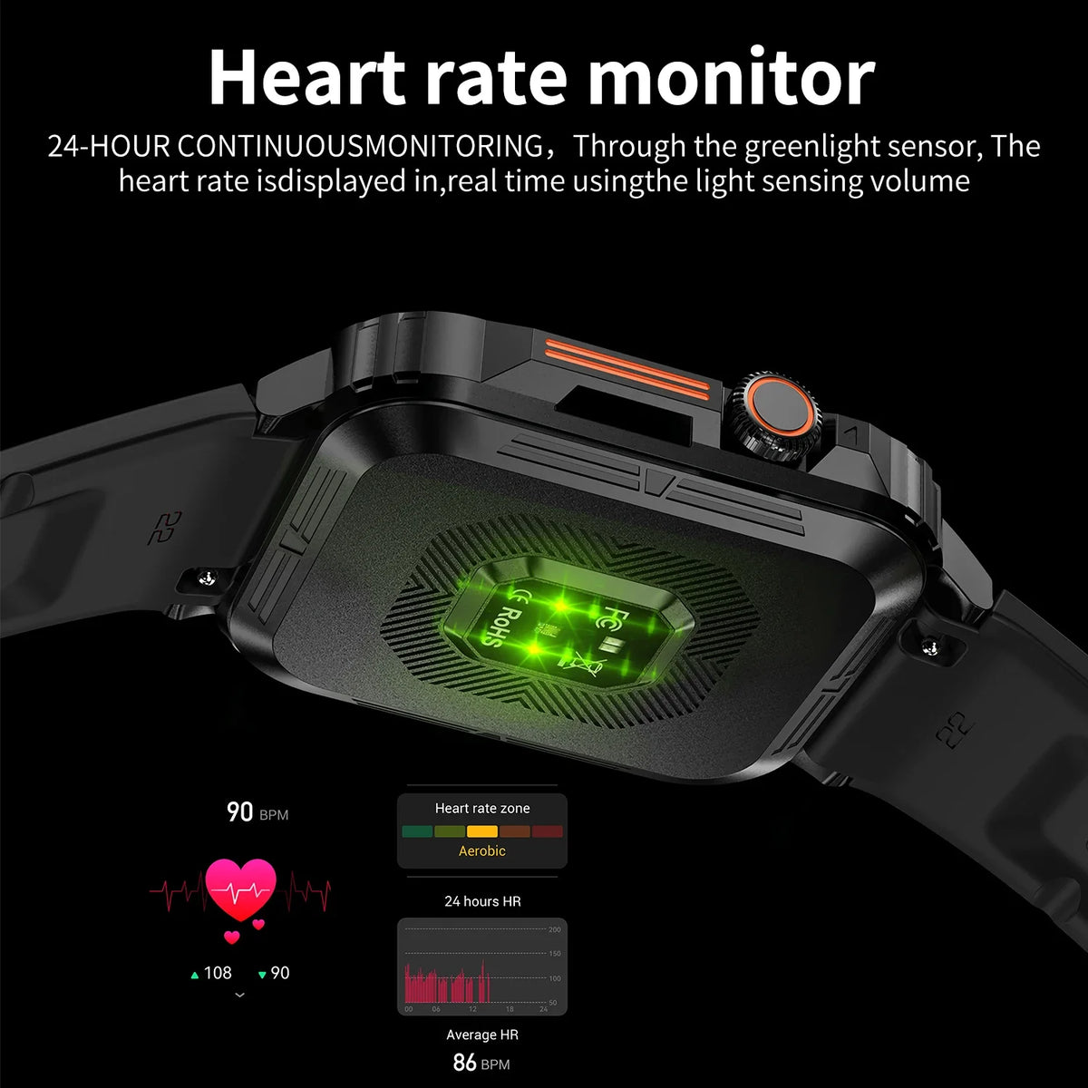 Military Men Smart Watch Health Monitor Wireless Call Smartwatch Fitness IP68 Waterproof Sports Watches for Women Android 2026