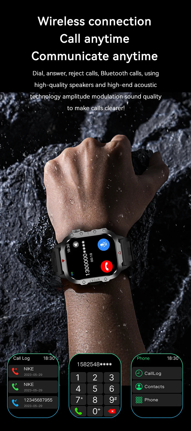 Outdoor 2.01'' Men's Smartwatches Flashlight Fitness Clock Wireless Call Sports Wrist Smart Watches for Women IOS Android 2026