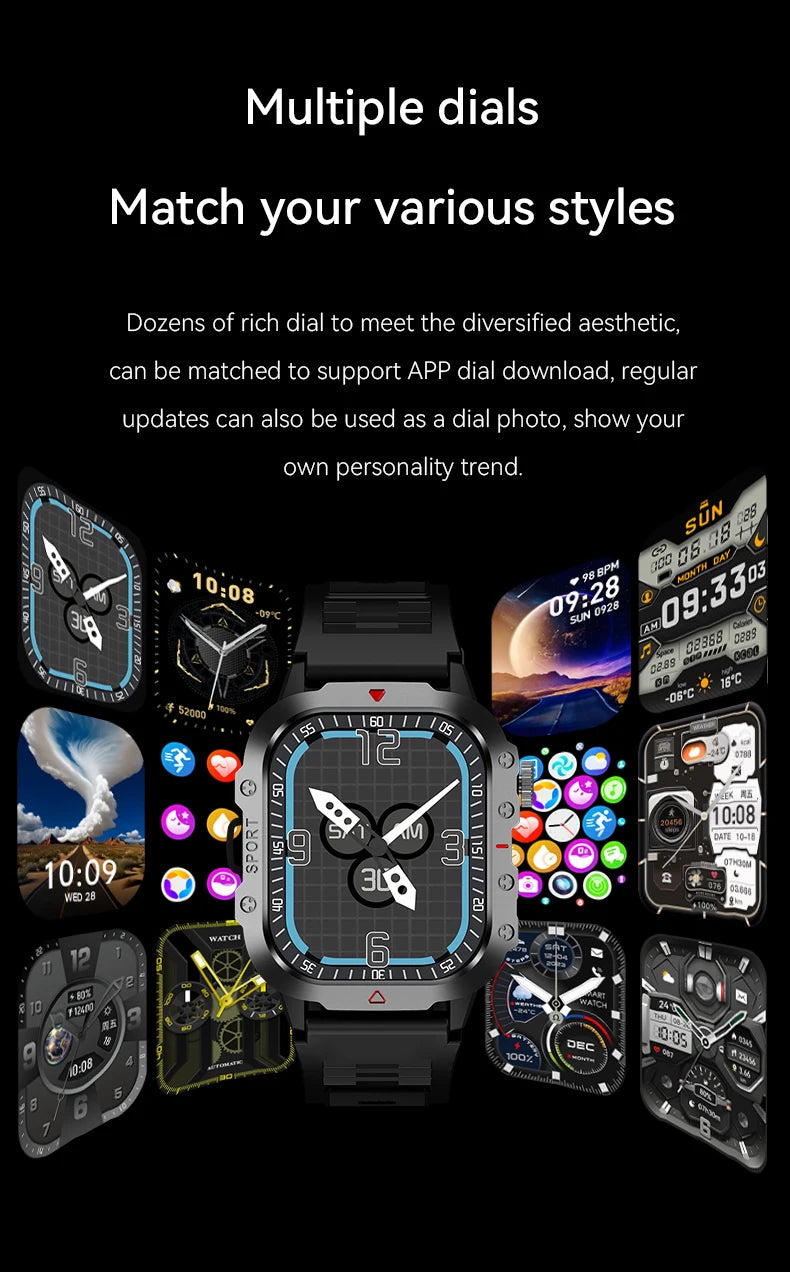 Outdoor 2.01'' Men's Smartwatches Flashlight Fitness Clock Wireless Call Sports Wrist Smart Watches for Women IOS Android 2026