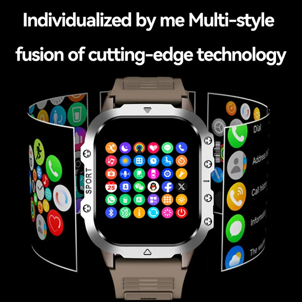 Outdoor Flashlight 2.01'' Men's Smartwatches Fitness Tracker BT Call Smart Bracelet Sport Wrist Watches for Man IOS Android 2026