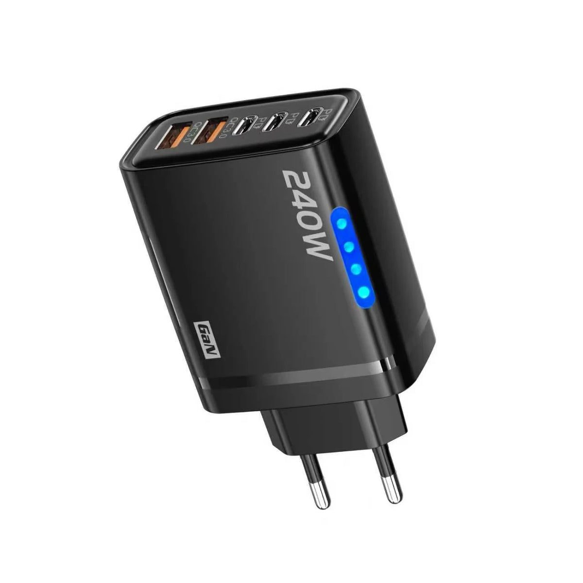 5 in 1 GaN Desktop Charger 240W Fast Charging Adapter For iPhone 17 16 15Pro Samsung 10A USB To Type C Cable 3PD 2USB Charger
