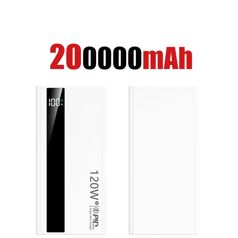 Lenovo 200000mAh 120W Fast Charging 2026 Large Capacity Digital Display Power Bank Outdoor Power Supply for Huawei iPhone
