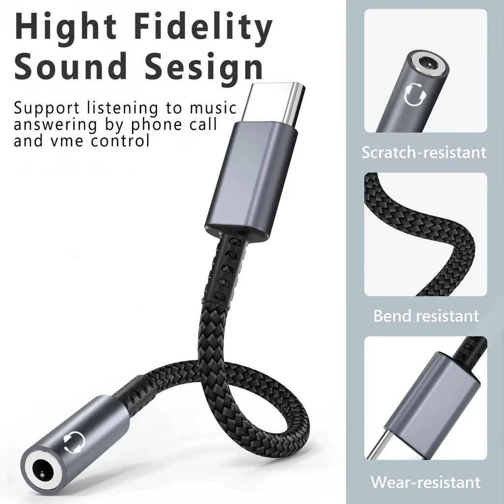 USB Type C To 3.5mm Audio Jack Adapter For Wired Headphone Connecting Cellphone Type C To Earphones Cable Adapters Plug and Play