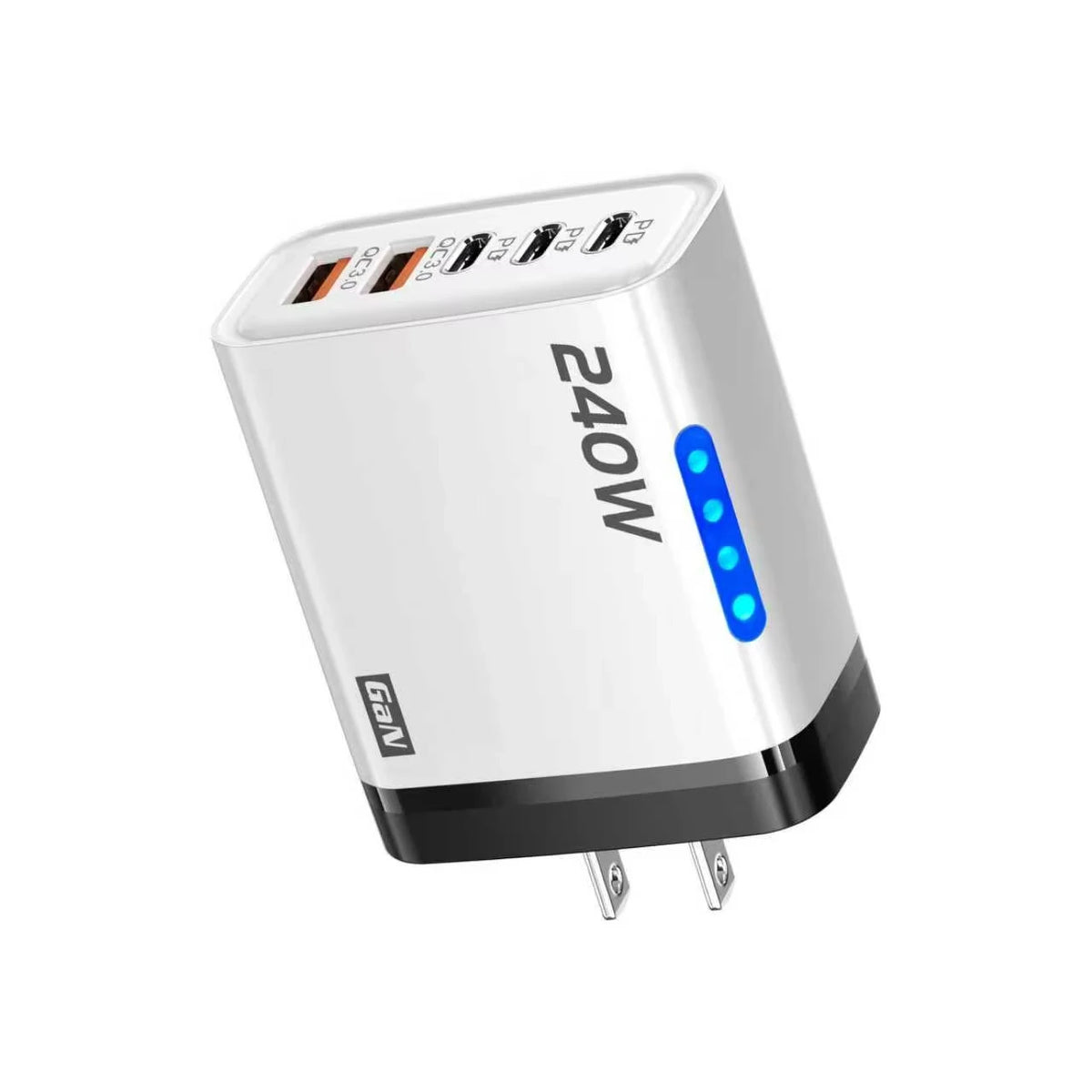 5 in 1 GaN Desktop Charger 240W Fast Charging Adapter For iPhone 17 16 15Pro Samsung 10A USB To Type C Cable 3PD 2USB Charger