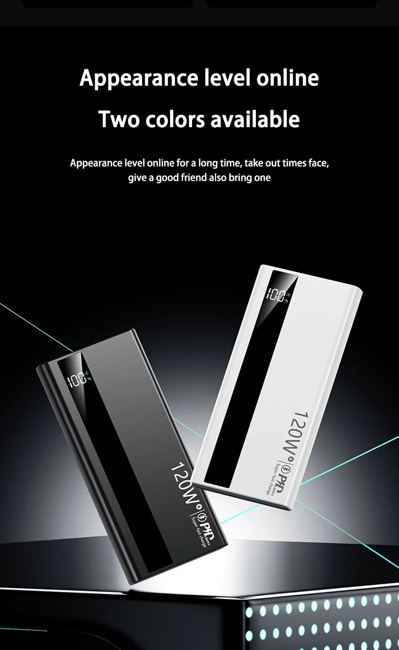 Lenovo 200000mAh 120W Fast Charging 2026 Large Capacity Digital Display Power Bank Outdoor Power Supply for Huawei iPhone