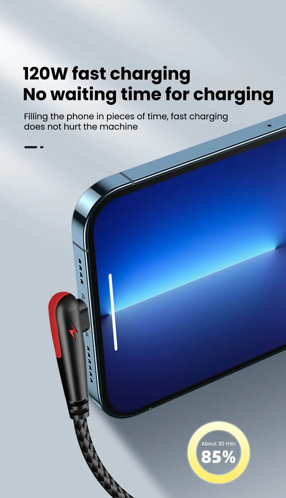 90 Degree Elbow Type C USB Fast Charging Cable for Huawei Mate 60 50 40 P60 P50 Honor Xiaomi Redmi POCO 120W Quick Charger Cable