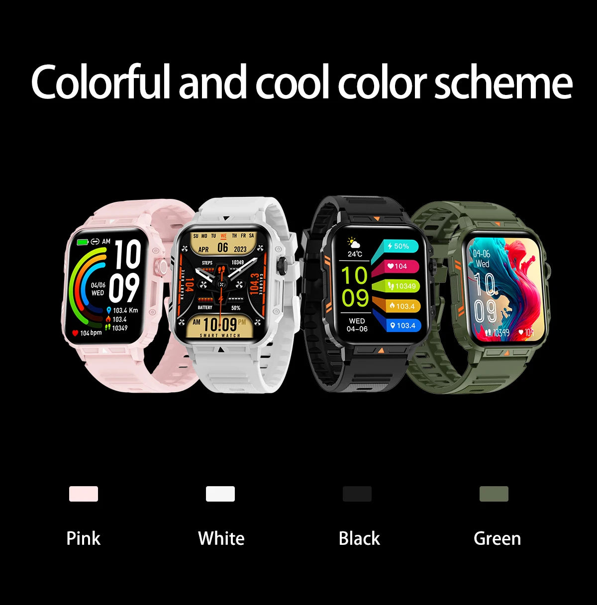 Military Men Smart Watch Health Monitor Wireless Call Smartwatch Fitness IP68 Waterproof Sports Watches for Women Android 2026