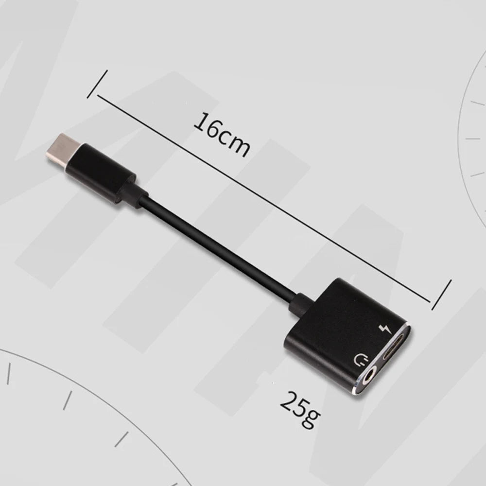 2 in 1 Charging USB C Type-C Audio Splitter Type C To 3.5 mm Earphone Adapter Adapter