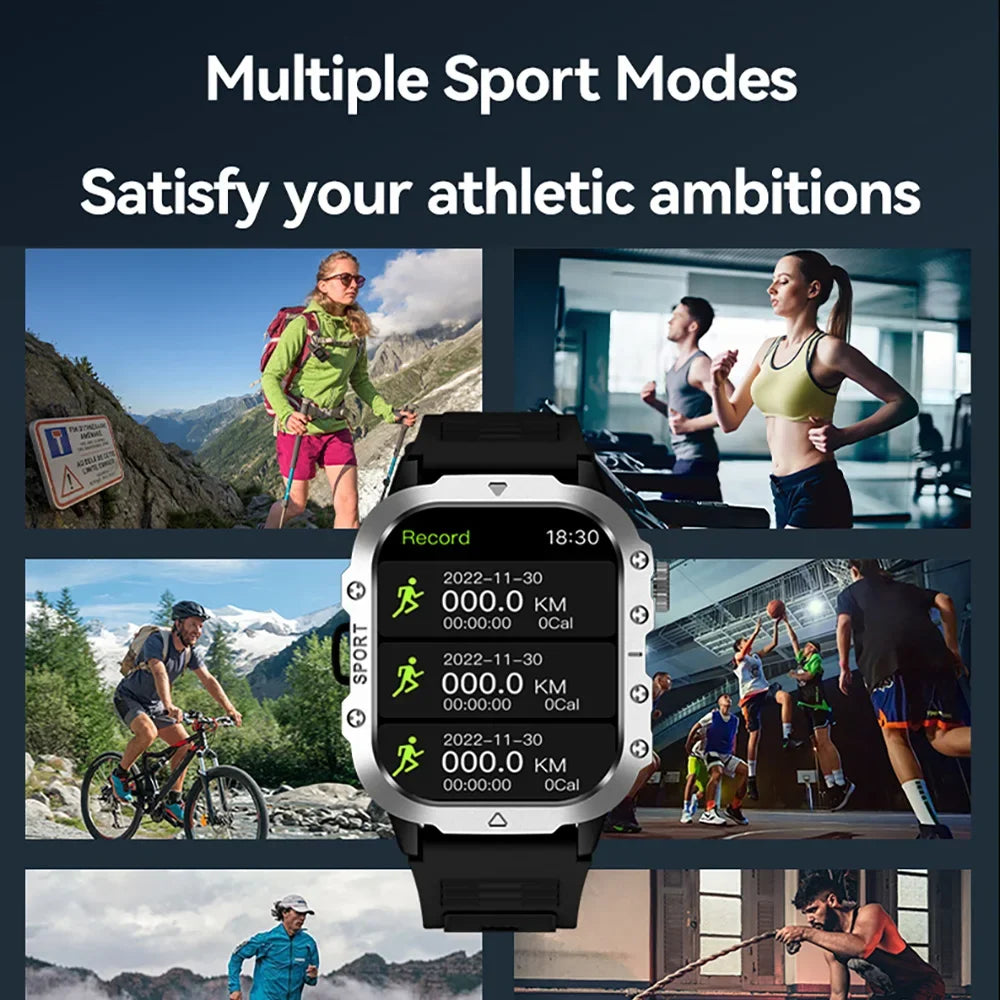 Outdoor Flashlight 2.01'' Men's Smartwatches Fitness Tracker BT Call Smart Bracelet Sport Wrist Watches for Man IOS Android 2026