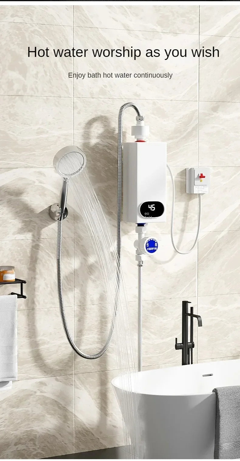 4500W Newest Water Heater Instant Water Heater Tankless Instantaneous Faucet Tap Kitchen Hot Water Crane LED Digital EU Plug