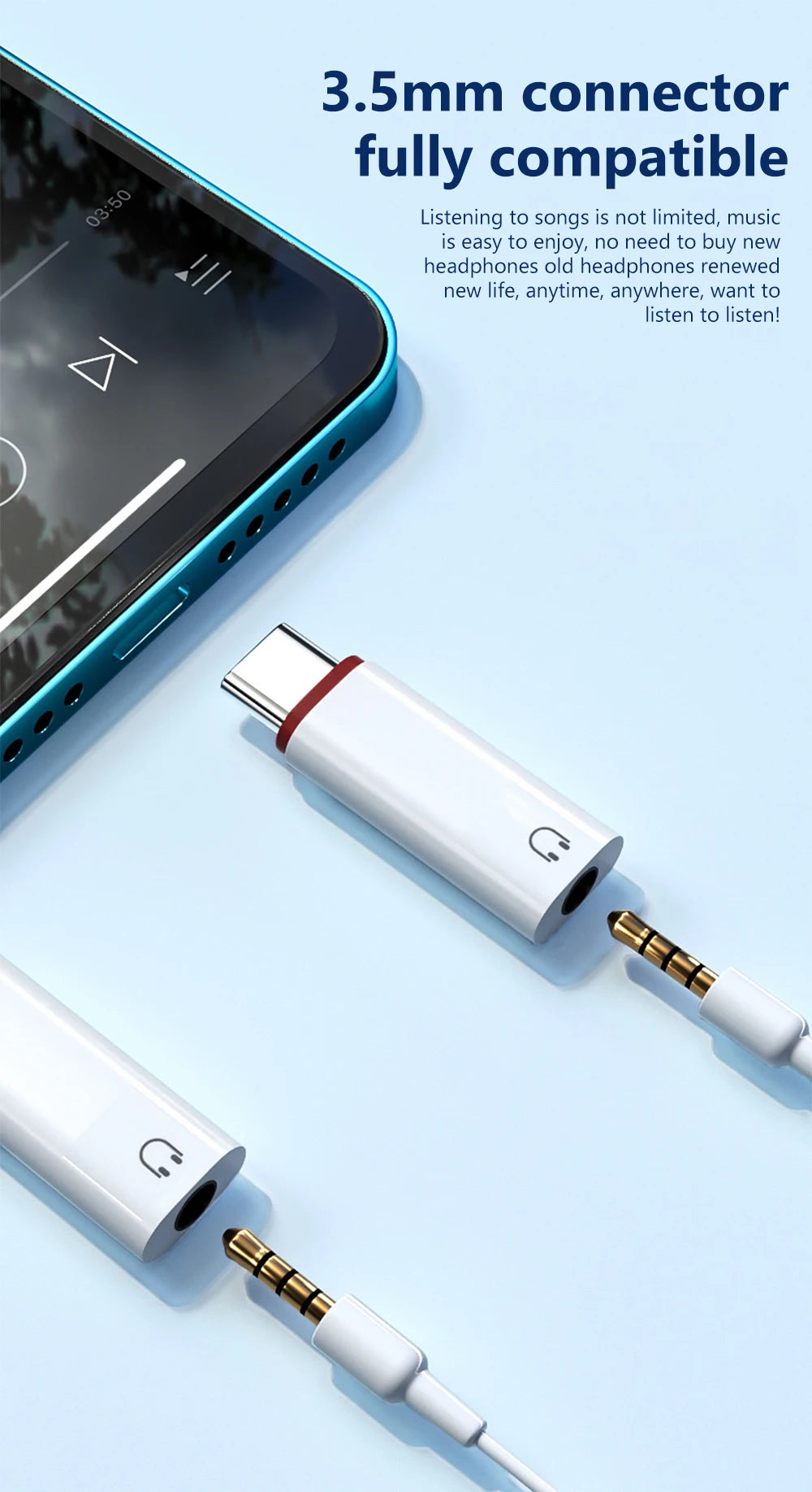 Type-C Male to 3.5mm Female Aux Audio Adapter USB C to 3.5mm Jack Wired Headphones Converter For iPhone15 Samsung Galaxy S23 S22