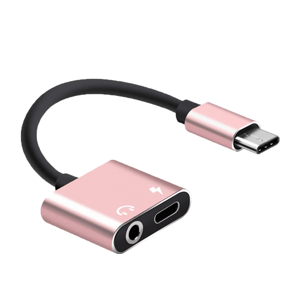 2 in 1 Charging USB C Type-C Audio Splitter Type C To 3.5 mm Earphone Adapter Adapter