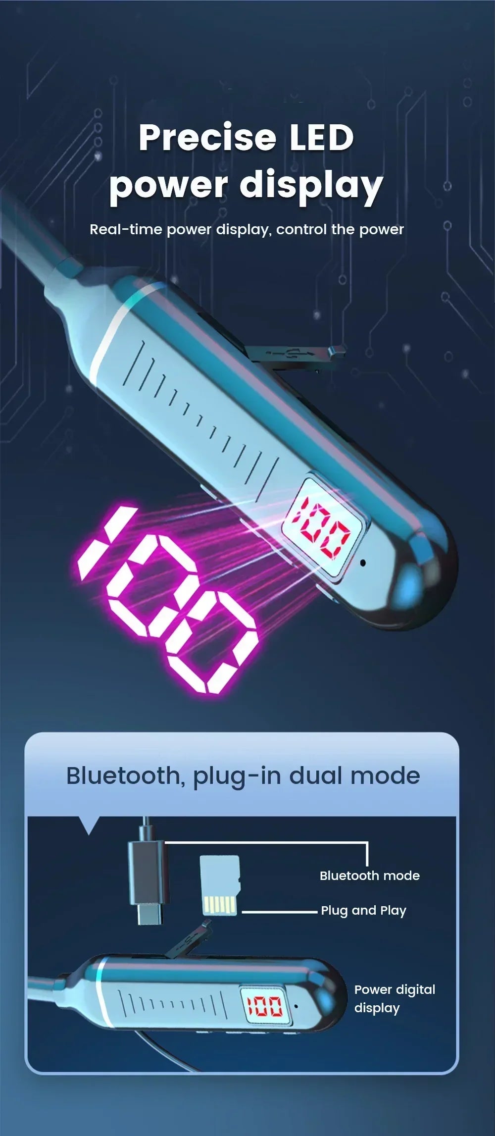 K58pro Wireless Earphones Bluetooth 5.3 Neckband Headphones Gaming LED Display HIFI Headset Sports TWS Earbuds With Mic TF Card