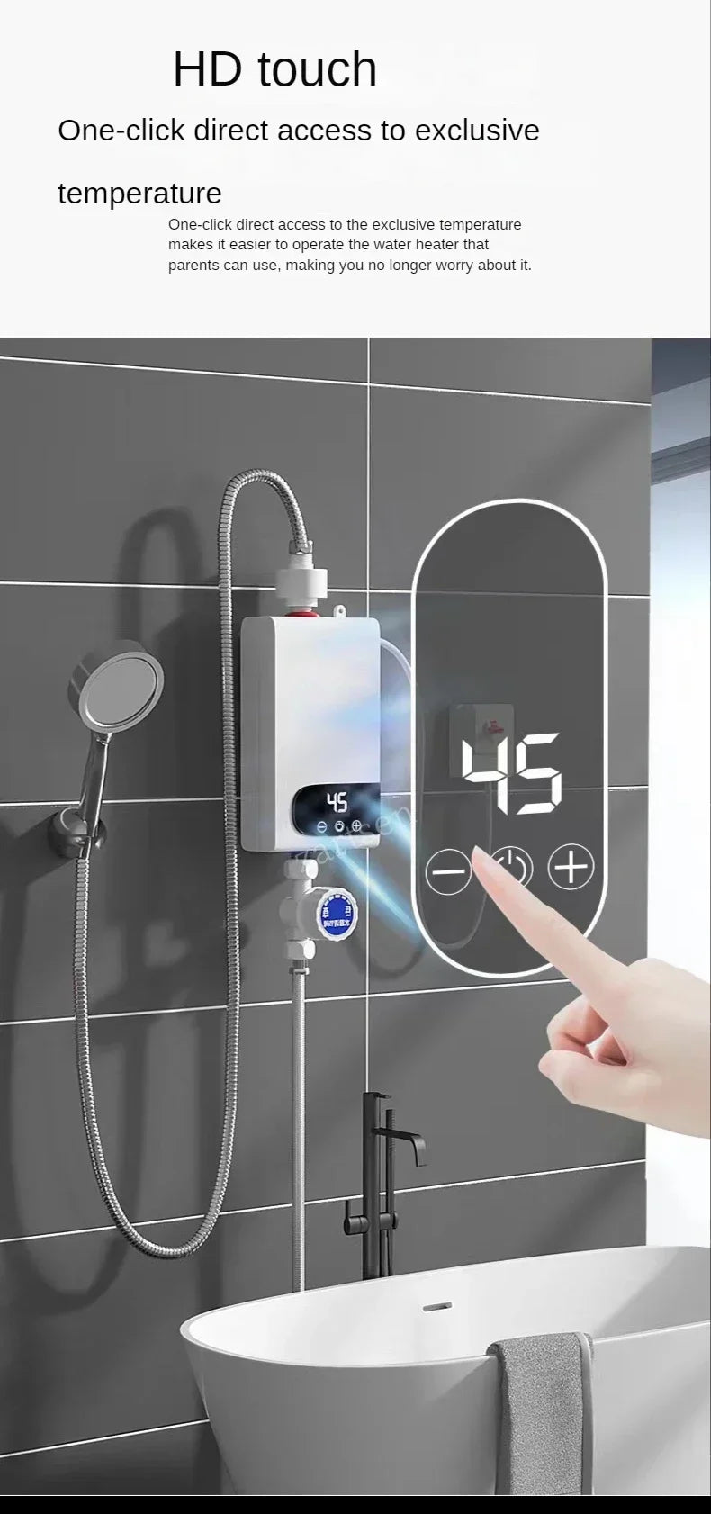Mini Electric WaterHeater Quick Heating Constant Temperature Shower Set Portable Easy To Install Instant Water Heater Showerhead