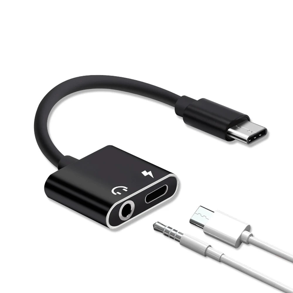 2 in 1 Charging USB C Type-C Audio Splitter Type C To 3.5 mm Earphone Adapter Adapter