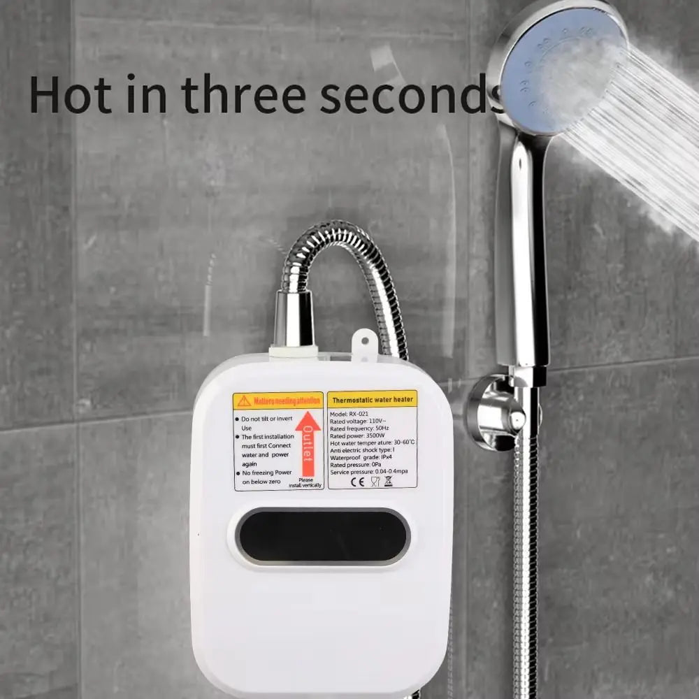 LCD Temperature Display Instant Electric Water Heater Waterproof 3500 W Power Electric Shower Heater Quick Heating Fast Heating