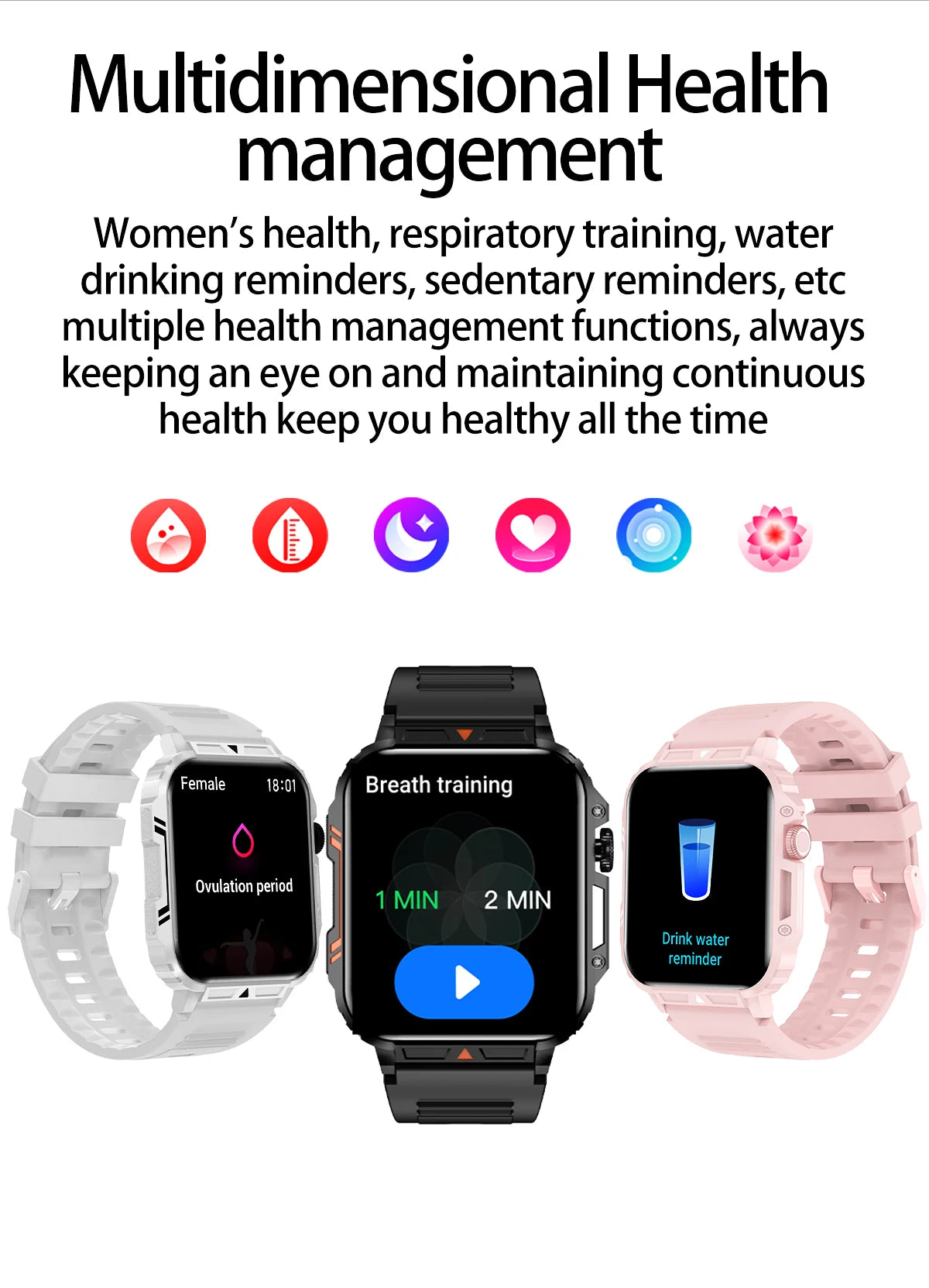 Military Men Smart Watch Health Monitor Wireless Call Smartwatch Fitness IP68 Waterproof Sports Watches for Women Android 2026