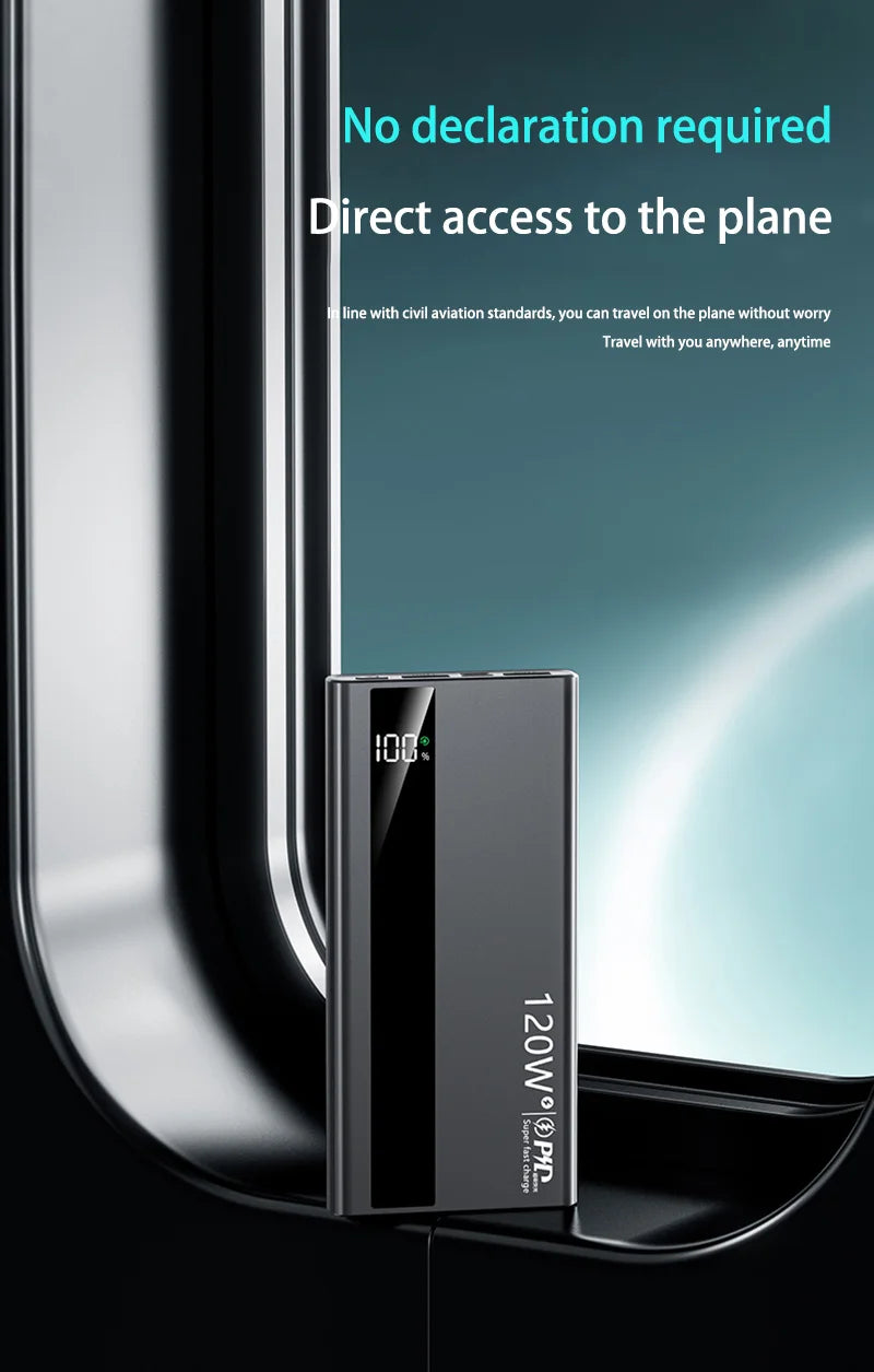 Lenovo 200000mAh 120W Fast Charging 2026 Large Capacity Digital Display Power Bank Outdoor Power Supply for Huawei iPhone