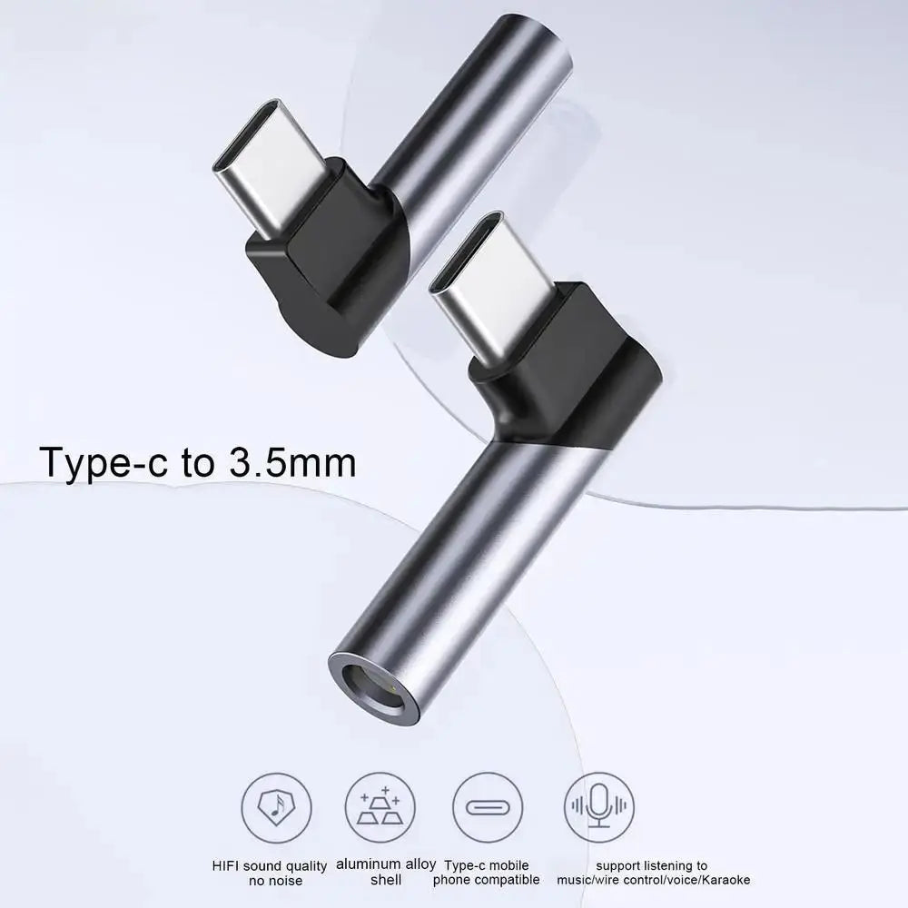 Type-C To 3.5mm Headphone Adapter Usb C Right Angle Earphone Adapter Portable HIFI Wired Headset Type C Converter