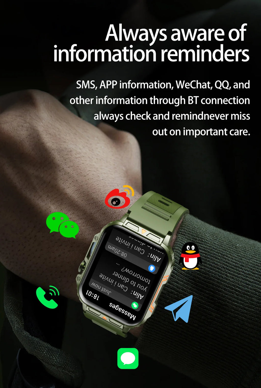 Military Men Smart Watch Health Monitor Wireless Call Smartwatch Fitness IP68 Waterproof Sports Watches for Women Android 2026