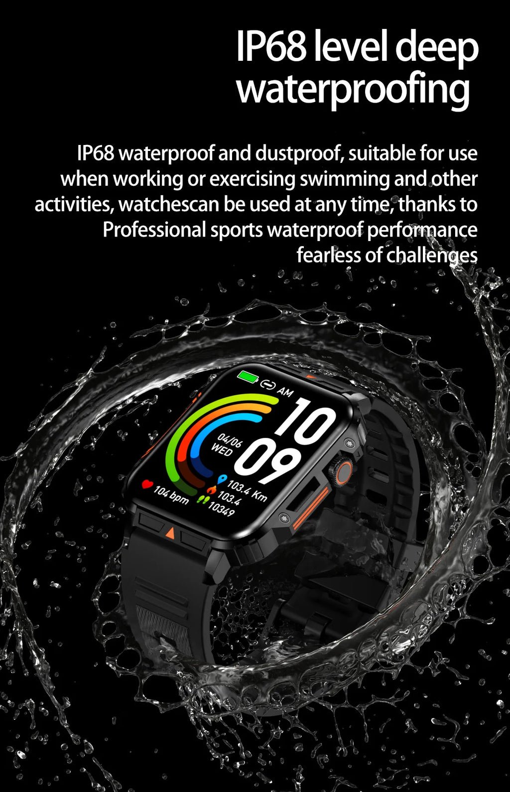 Military Men Smart Watch Health Monitor Wireless Call Smartwatch Fitness IP68 Waterproof Sports Watches for Women Android 2026