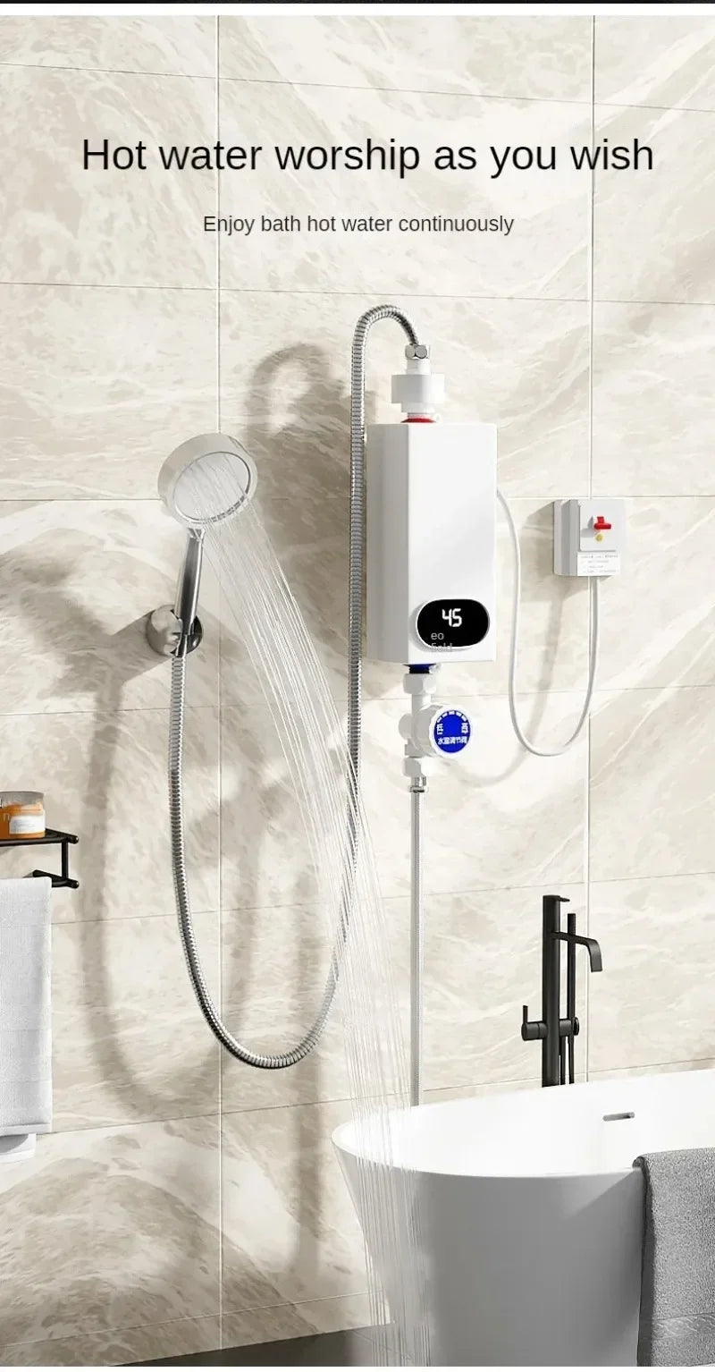 4500W Newest Water Heater Instant Water Heater Tankless Instantaneous Faucet Tap Kitchen Hot Water Crane LED Digital EU Plug