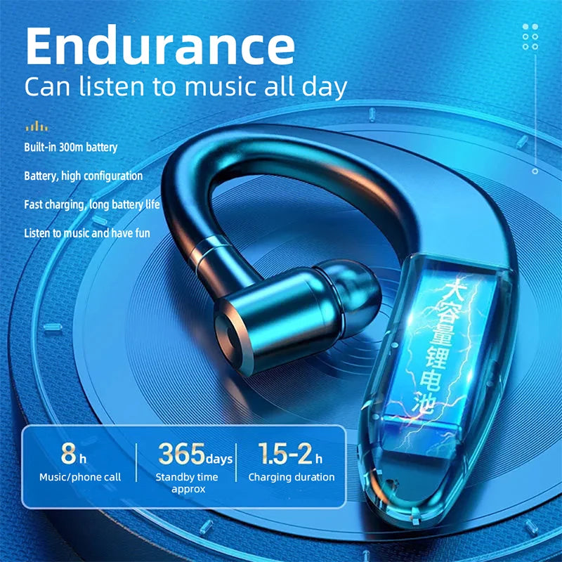 S109 Wireless Bluetooth Universal Hook Earphone Sports Business Single Ear Headset Handsfree Headphones with Mic