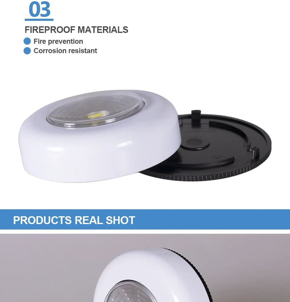 LED Touch Switch Night Light Wireless Wall Lamps for Bedroom Kitchen Wardrobe Closets Cabinet Battery Powered Portable Lights