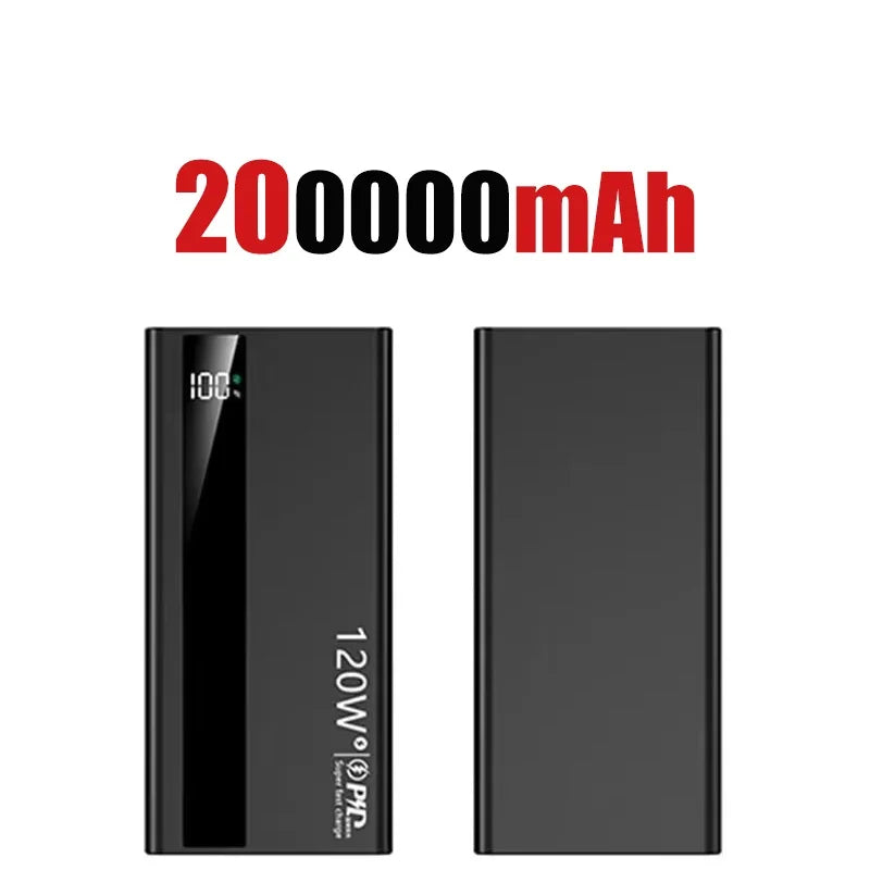 Lenovo 200000mAh 120W Fast Charging 2026 Large Capacity Digital Display Power Bank Outdoor Power Supply for Huawei iPhone