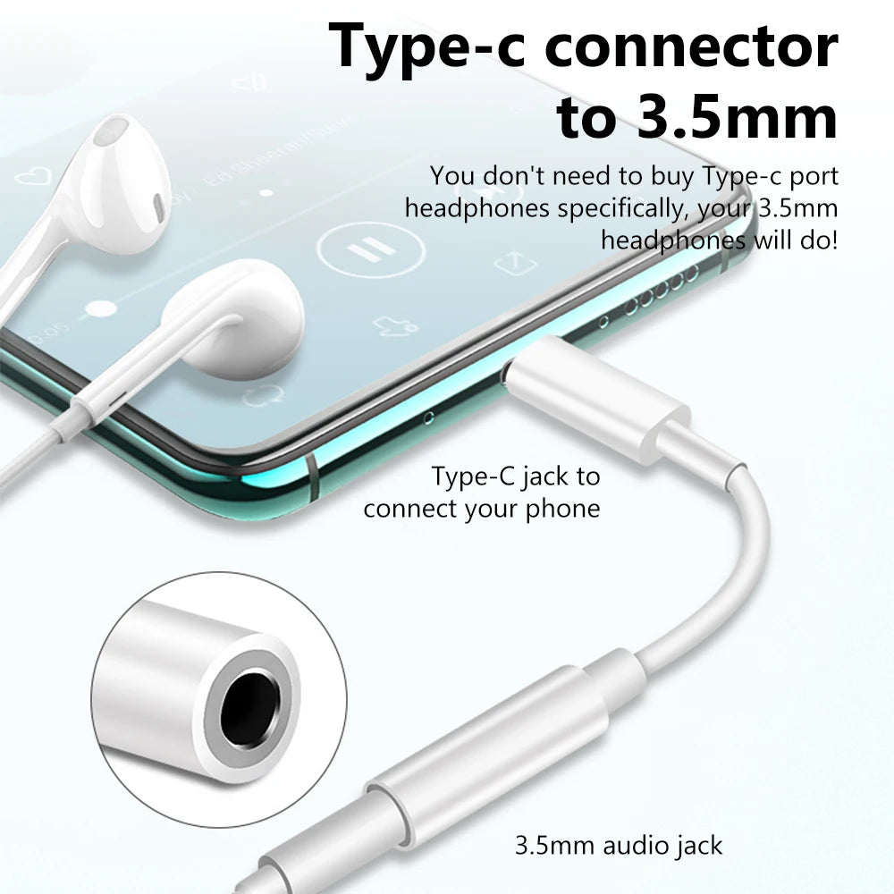 Type-C Male to 3.5mm Female Aux Audio Adapter USB C to 3.5mm Jack Wired Headphones Converter For iPhone15 Samsung Galaxy S23 S22