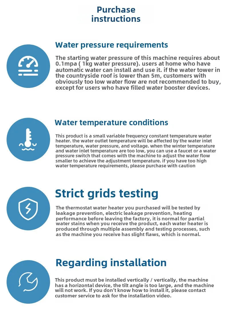 Instant Water Heater 220V 3000W-5500W Portable Electric Heaters for Bathroom Hot Water Shower and Home Kitchen Heating