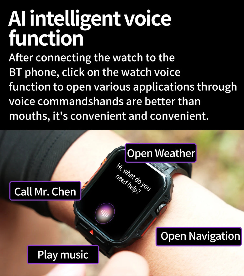 Military Men Smart Watch Health Monitor Wireless Call Smartwatch Fitness IP68 Waterproof Sports Watches for Women Android 2026
