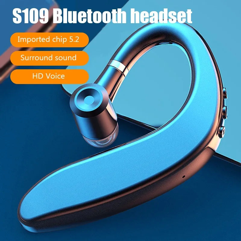 S109 Wireless Bluetooth Universal Hook Earphone Sports Business Single Ear Headset Handsfree Headphones with Mic