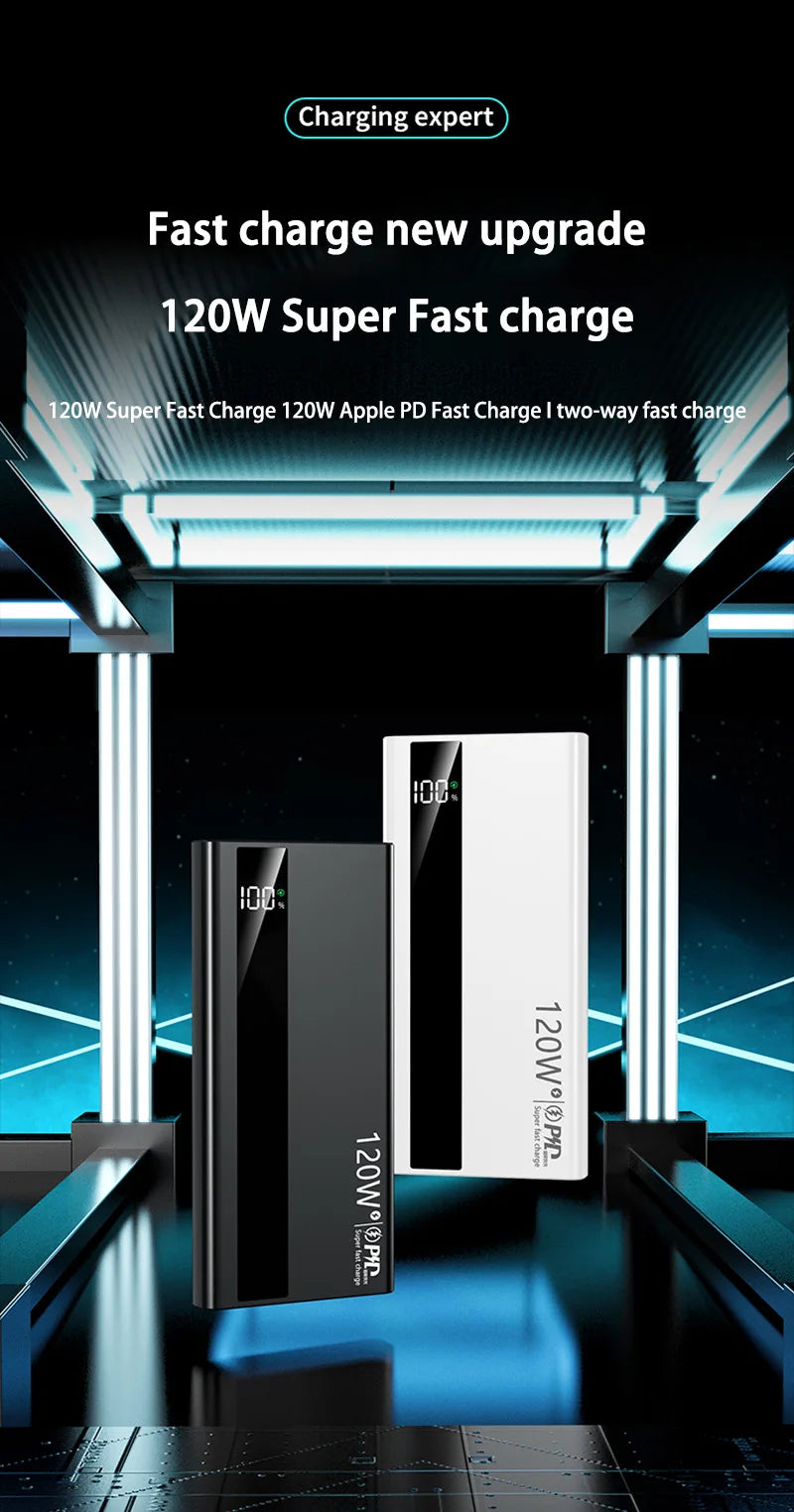 Lenovo 200000mAh 120W Fast Charging 2026 Large Capacity Digital Display Power Bank Outdoor Power Supply for Huawei iPhone
